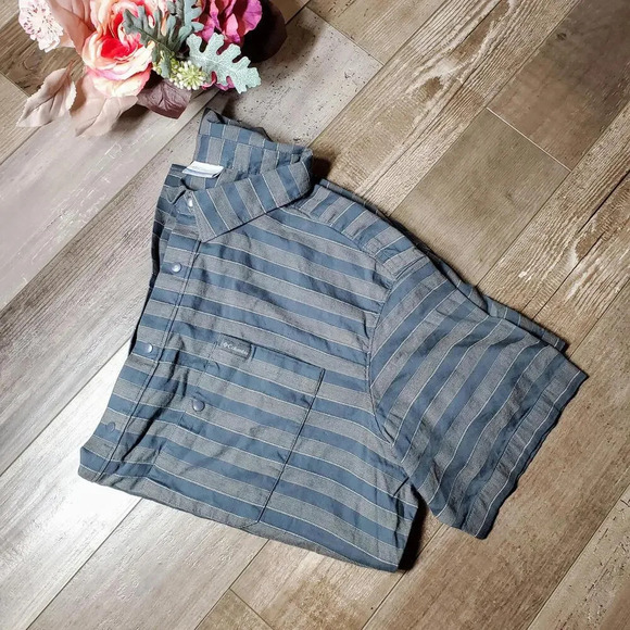 COLUMBIA Men's Graphite Stripe Collared Shirt Size XXL Snap Front Double pocket - Picture 14 of 15